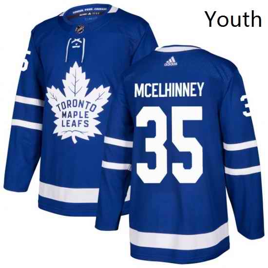 Youth Adidas Toronto Maple Leafs 35 Curtis McElhinney Authentic Royal Blue Home NHL Jersey